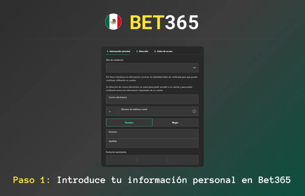 Paso 1: datos personales en Bet365