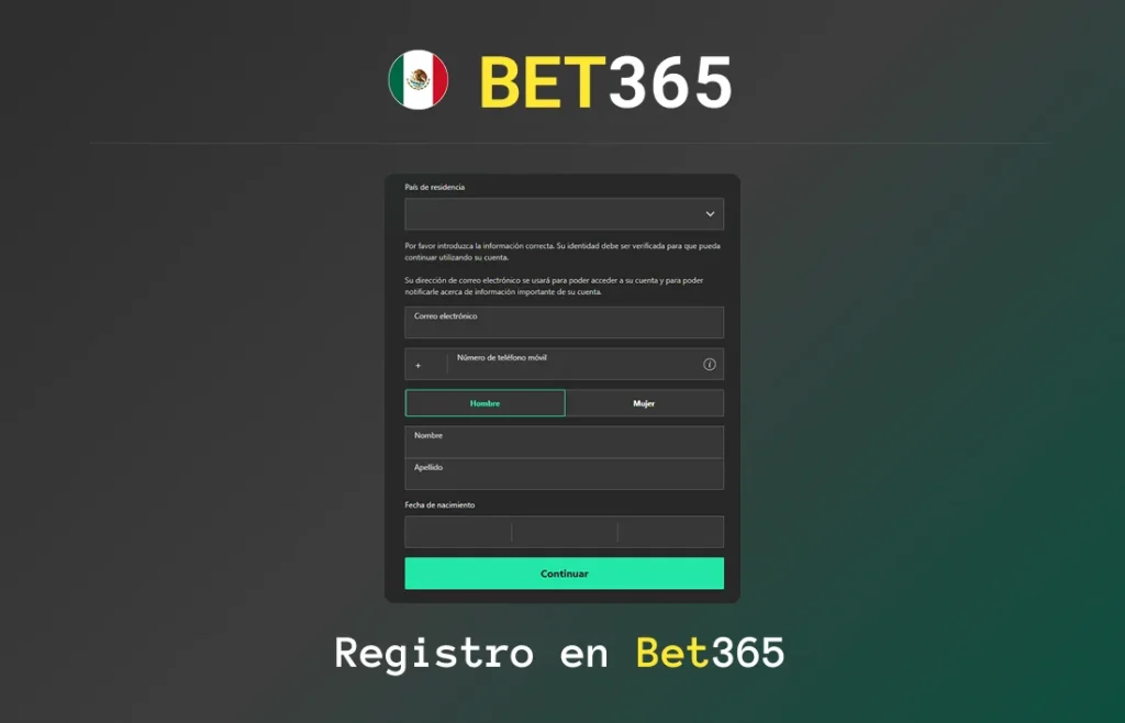 Registro en Bet365: pantalla inicial